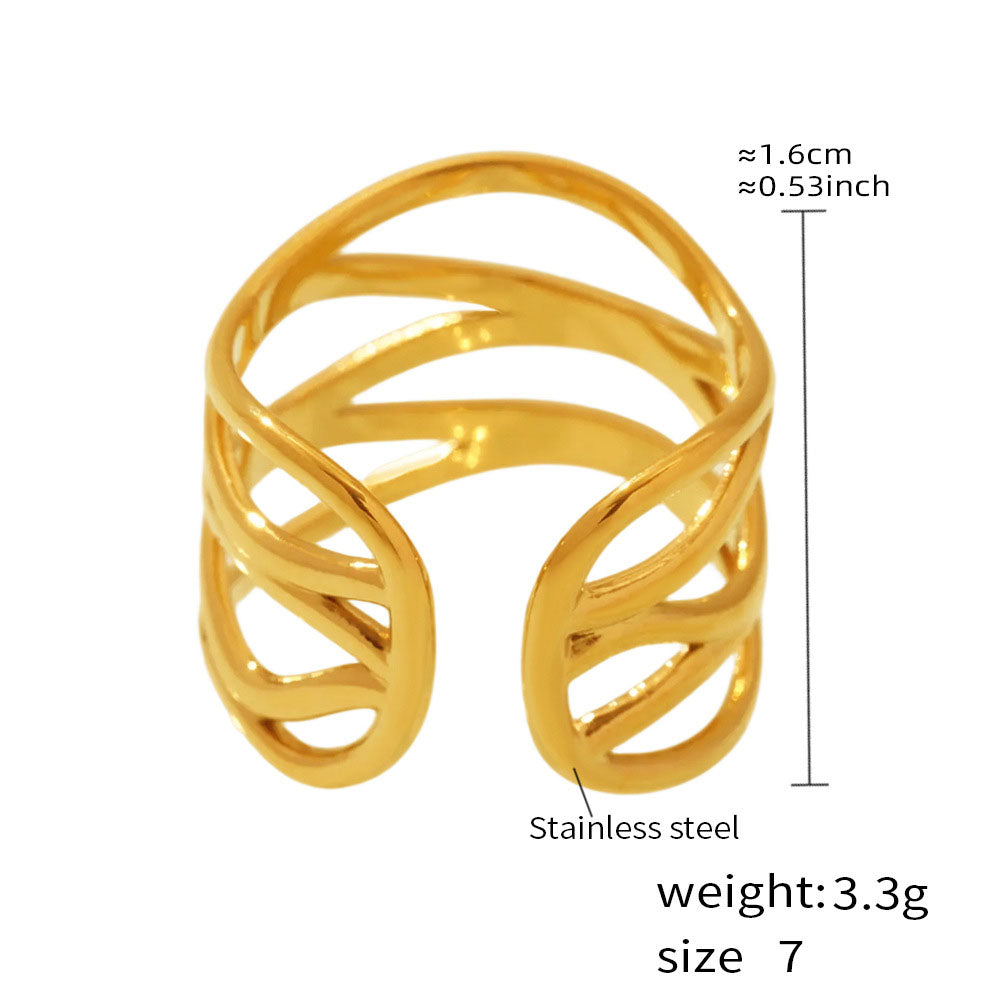 Minimalist Openwork Band Ring - Geometric Cutout Cuff