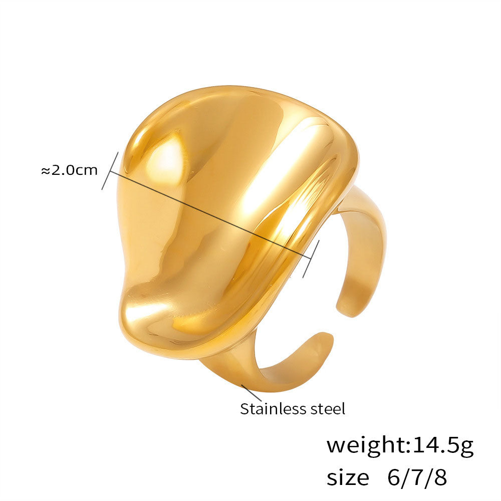 3D Curved Mirror Ring , High-Polish Geometric Titanium Band, Minimalist Avant-Garde Jewelry