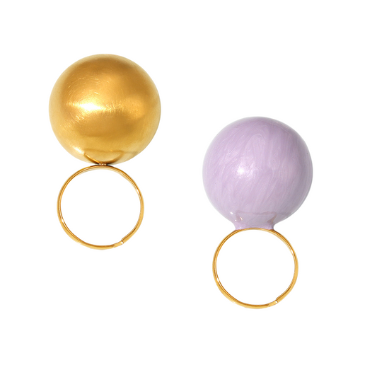 Instagram Aesthetic Enamel Dome Ring - Bold Colored Resin Sphere Statement Piece, Y2K Minimalist Mood Jewelry