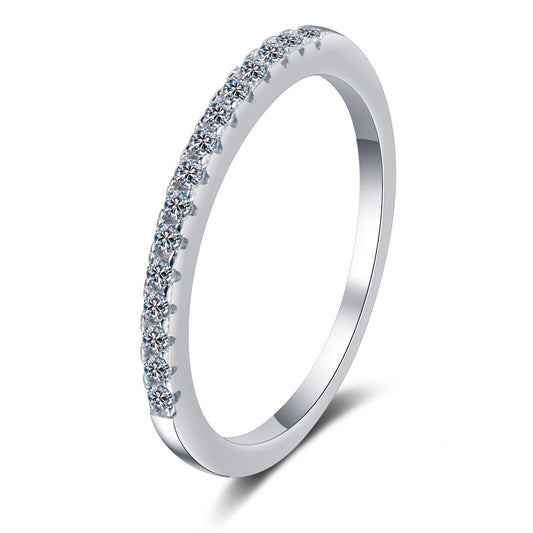 S925 Sterling Silver Moissanite Eternity Band - Diamond-Cut Stackable Ring