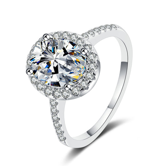 2ct Oval Moissanite Engagement Ring - S925 Sterling Silver Solitaire Wedding Band