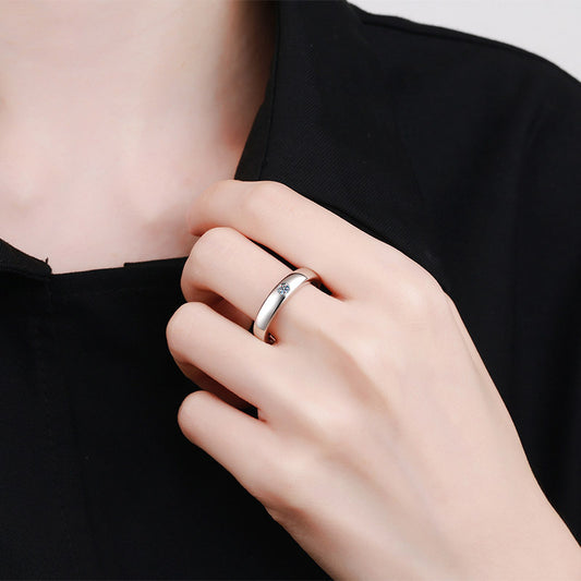 Unisex Moissanite Couple Rings - Matching S925 Sterling Silver Bands, Minimalist Promise Rings for Him & Her